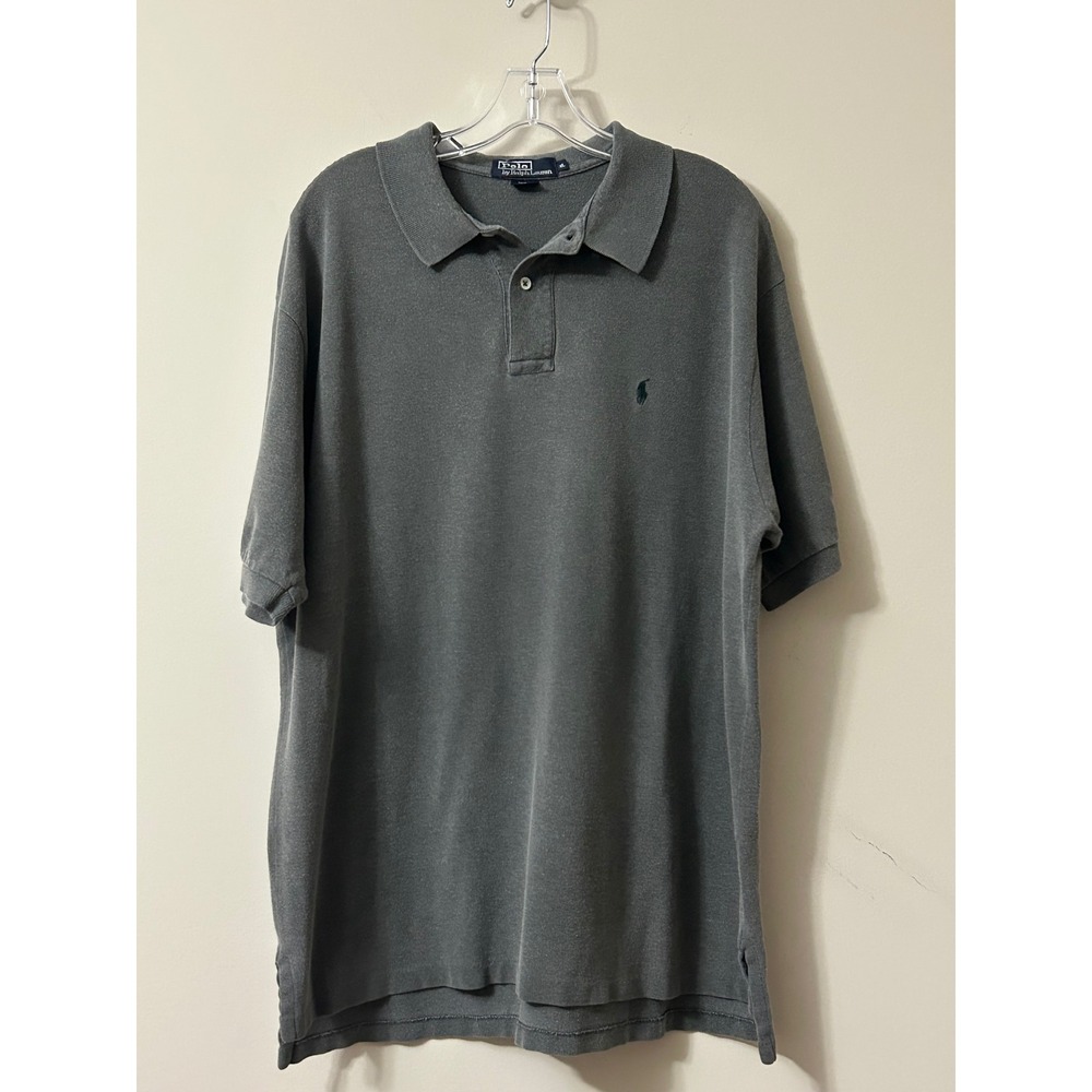 Polo Ralph Lauren Mens XL Charcoal Grey Short Sleeve Pique Cotton Polo Shirt